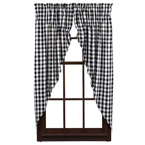 *2/Set, Buffalo Black Check Prairie Curtains Curtains CWI+ 