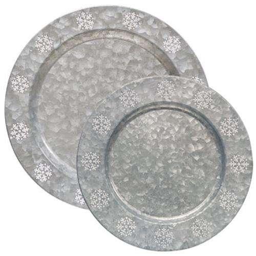 2/Set Galvanized Enamel Snow Plates - The Fox Decor