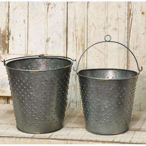 2/Set Galvanized Metal Punched Buckets Buckets & Cans CWI+ 