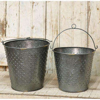 Thumbnail for 2/Set Galvanized Metal Punched Buckets Buckets & Cans CWI+ 