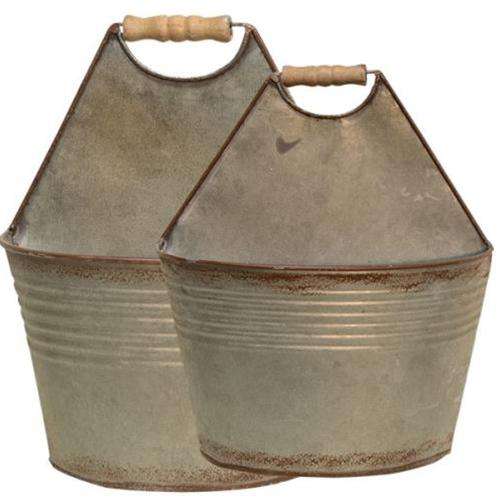 2/Set, Galvanized Pocket Buckets Buckets & Cans CWI+ 