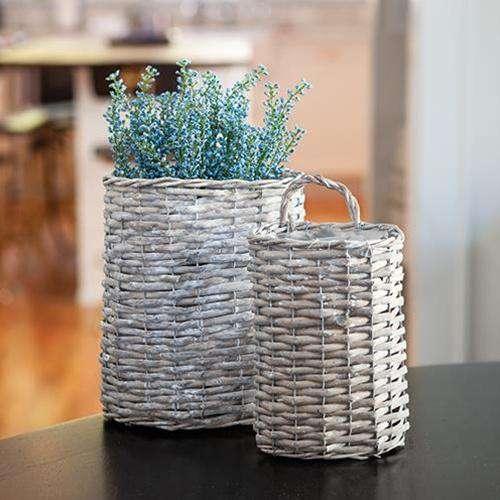 2/Set Gray Willow Oval Baskets - The Fox Decor