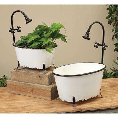 2/Set, Metal Bathtub Planters Containers CWI+ 