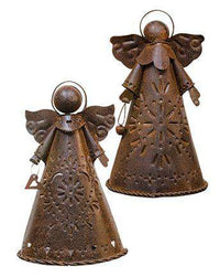 Thumbnail for 2/Set, Rusty Angel Candle Holders Angels CWI+ 