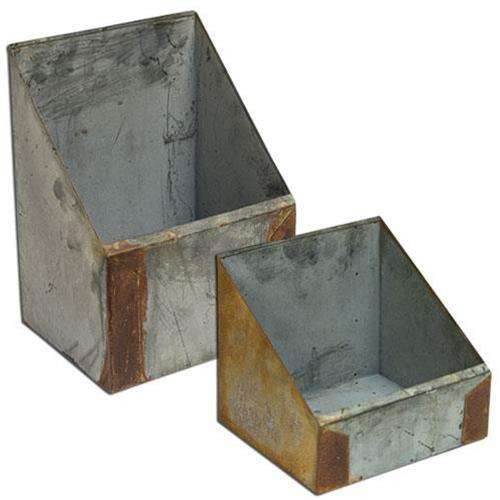 2/Set, Rusty & Galvanized Boxes Containers CWI+ 