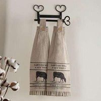 Thumbnail for 2/Set, Sawyer Mill Charcoal Cow Button Loop Kitchen Towels - The Fox Decor