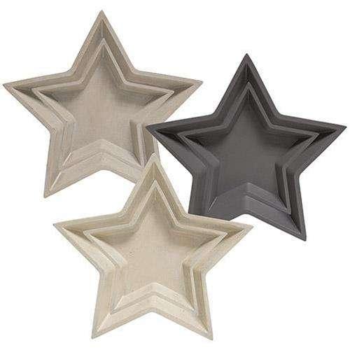 2/Set, Stoneware Star Nesting Trays, 3 Asstd. General CWI+ 