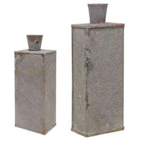 Thumbnail for 2/Set, Washed Galvanized Bottle Vases Containers CWI+ 