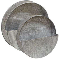 Thumbnail for 2/Set Washed Galvanized Circle Wall Pockets - The Fox Decor