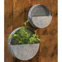 Thumbnail for 2/Set Washed Galvanized Circle Wall Pockets Containers CWI+ 