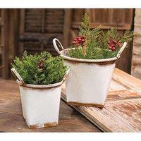 Thumbnail for 2/Set, White Buckets w/Handles - The Fox Decor
