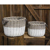 Thumbnail for 2/Set, White Dipped Grain Baskets Wall Baskets & Sculptures CWI+ 