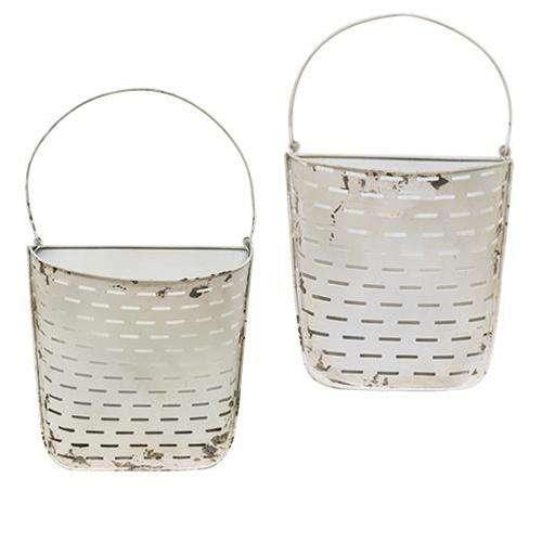 2/Set, White Olive Wall Pockets - The Fox Decor