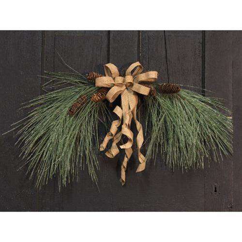 30" Icy Needle Pine Arch Swag w/Bow Christmas CWI+ 