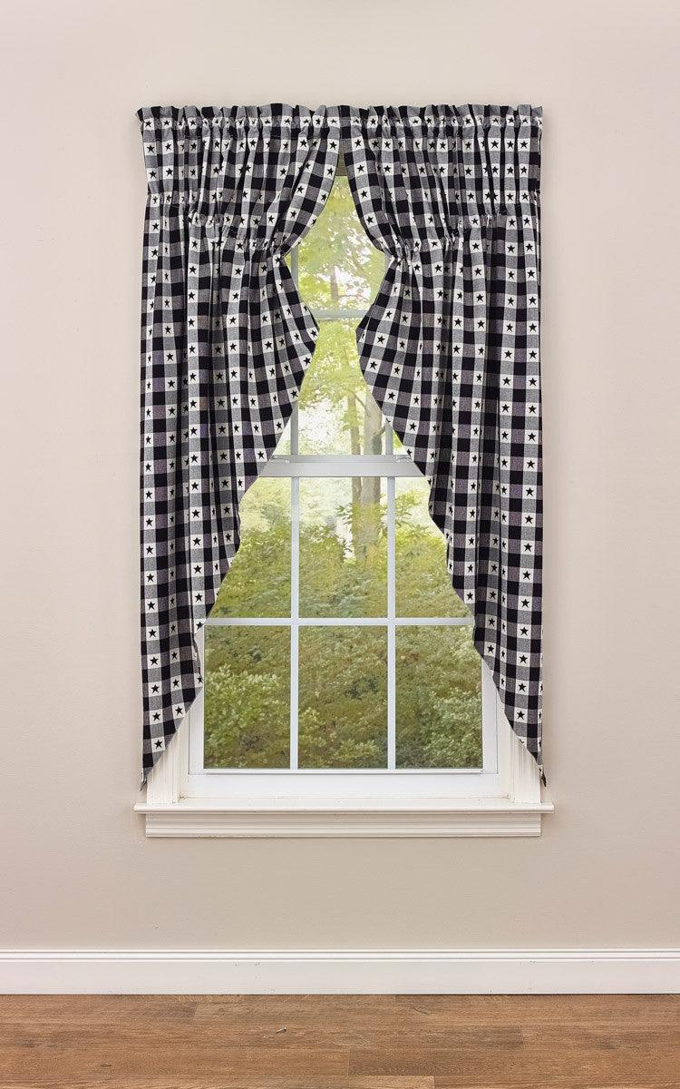 Checkerboard Star Lined Gathered Window Curtain Swag Park Designs - The Fox Decor
