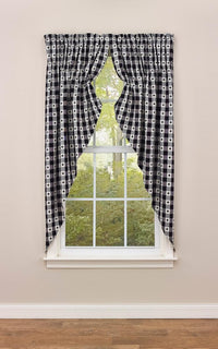 Thumbnail for Checkerboard Star Lined Gathered Window Curtain Swag Park Designs - The Fox Decor