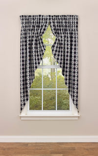 Thumbnail for Checkerboard Star Lined Gathered Window Curtain Swag  Park Designs