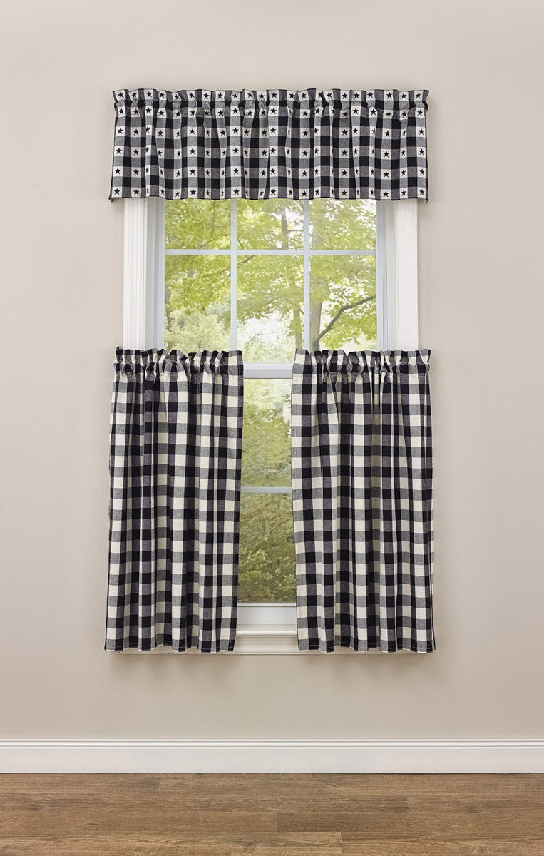 Checkerboard Star Lined  Valance - 60" x 14" Park designs