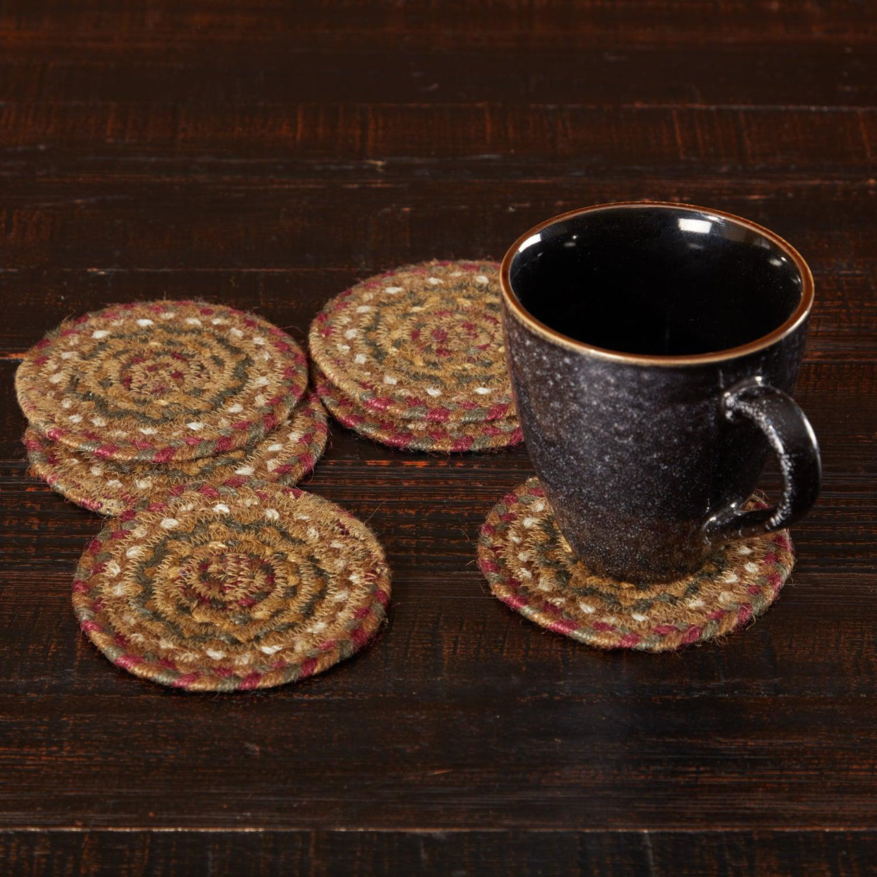 Tea Cabin Jute Coaster Set of 6 VHC Brands - The Fox Decor