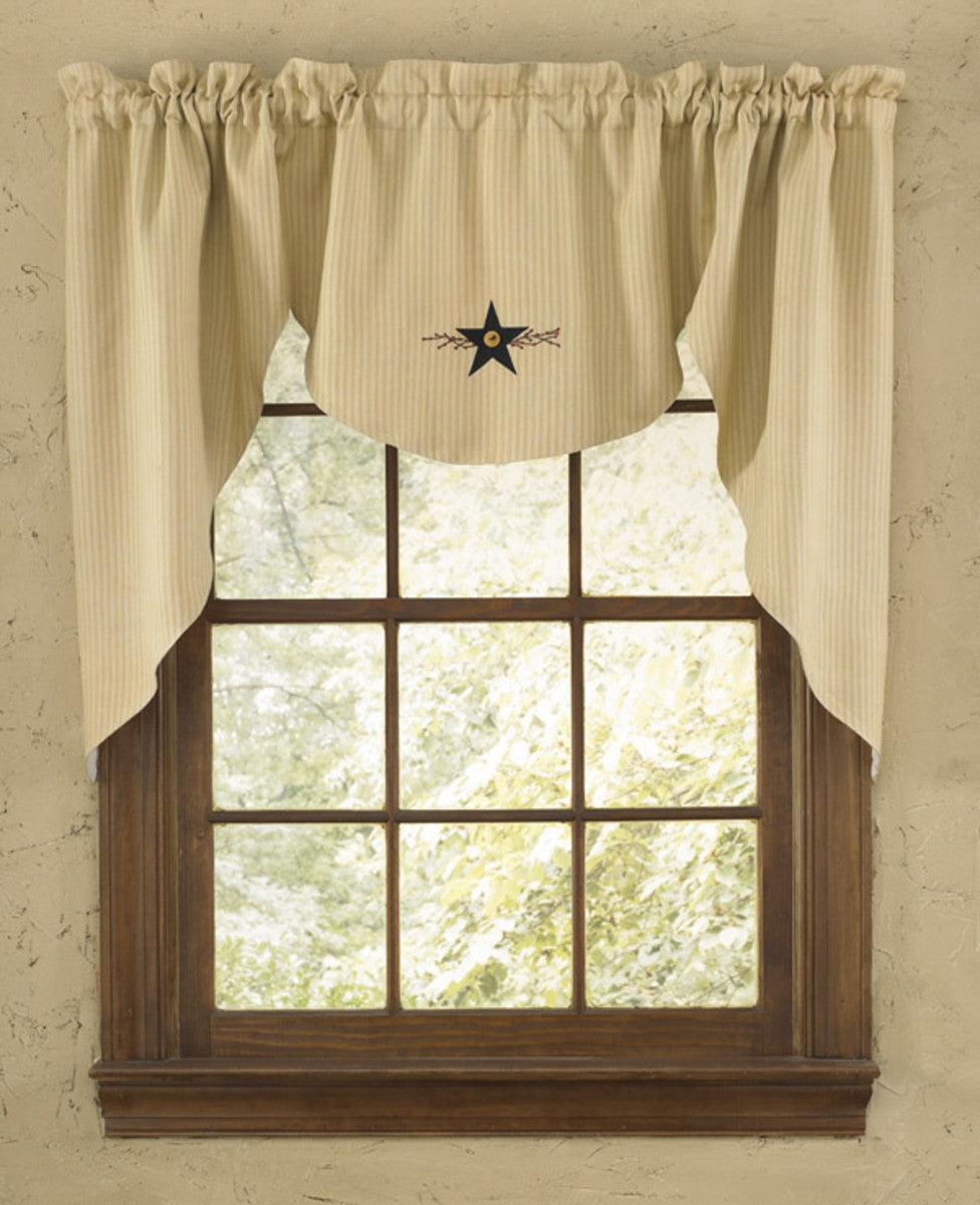 Star Vine Lined Swag, Yellow, White, Black 72 x 36