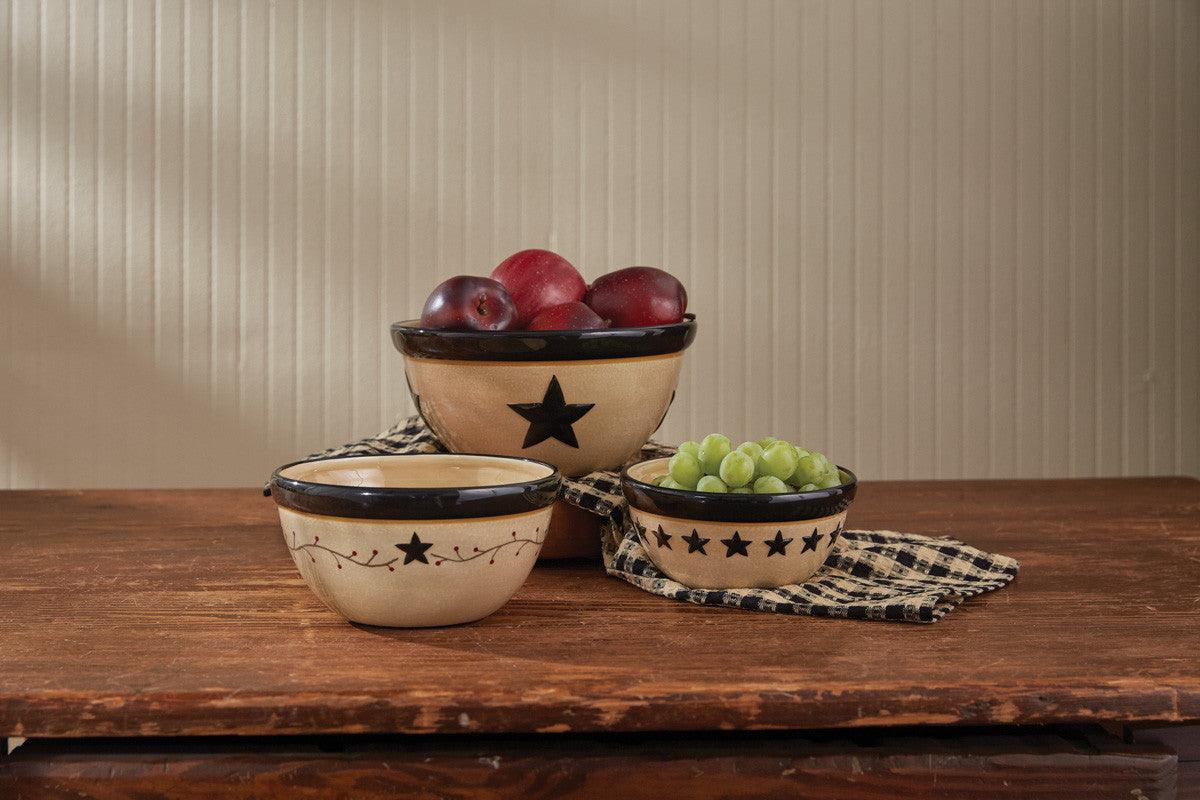 Star Vine Farmhouse Mixing Bowls- Set of 3 Assorted Park Designs