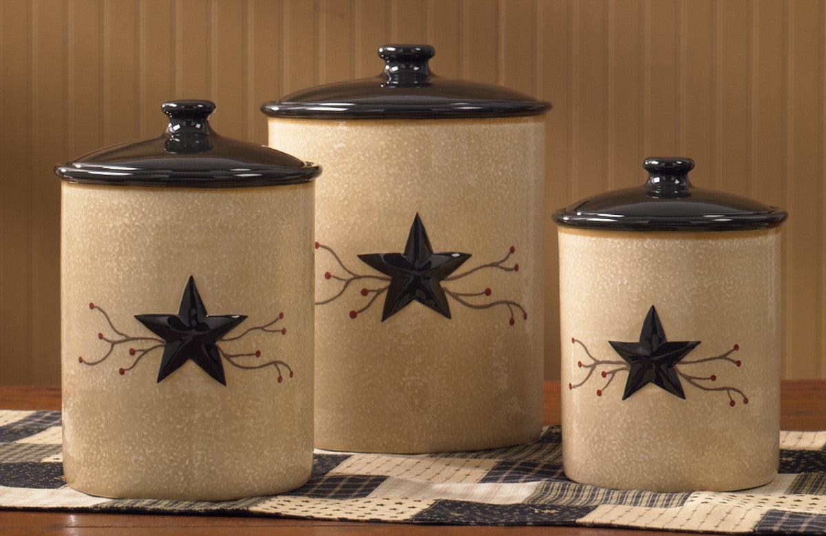 Star Vine Farmhouse Canisters - Set of 3 Assorted Park Designs - The Fox Decor