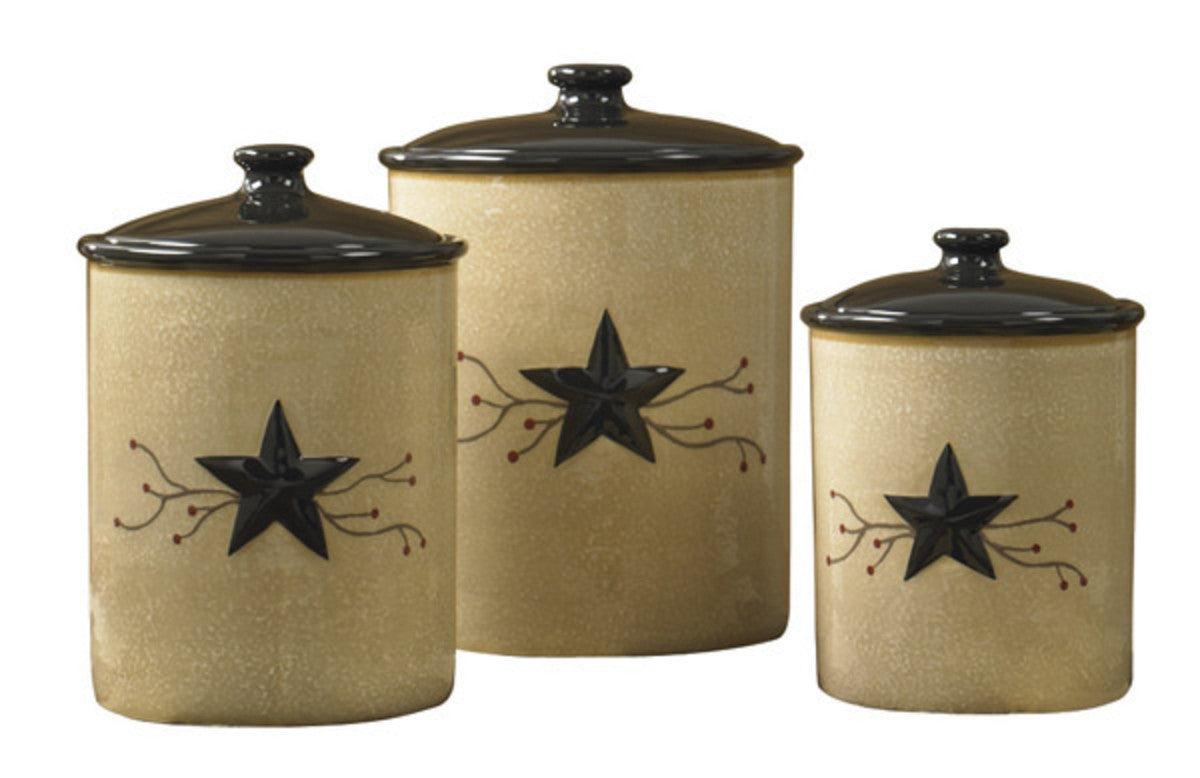 Star Vine Farmhouse Canisters - Set of 3 Assorted Park Designs - The Fox Decor
