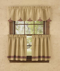 Thumbnail for Burlap & Check Lined Valance - Scalloped Wine Park Designs - The Fox Decor