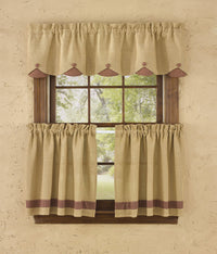 Thumbnail for Burlap & Check Lined Valance - Scalloped Wine Park Designs