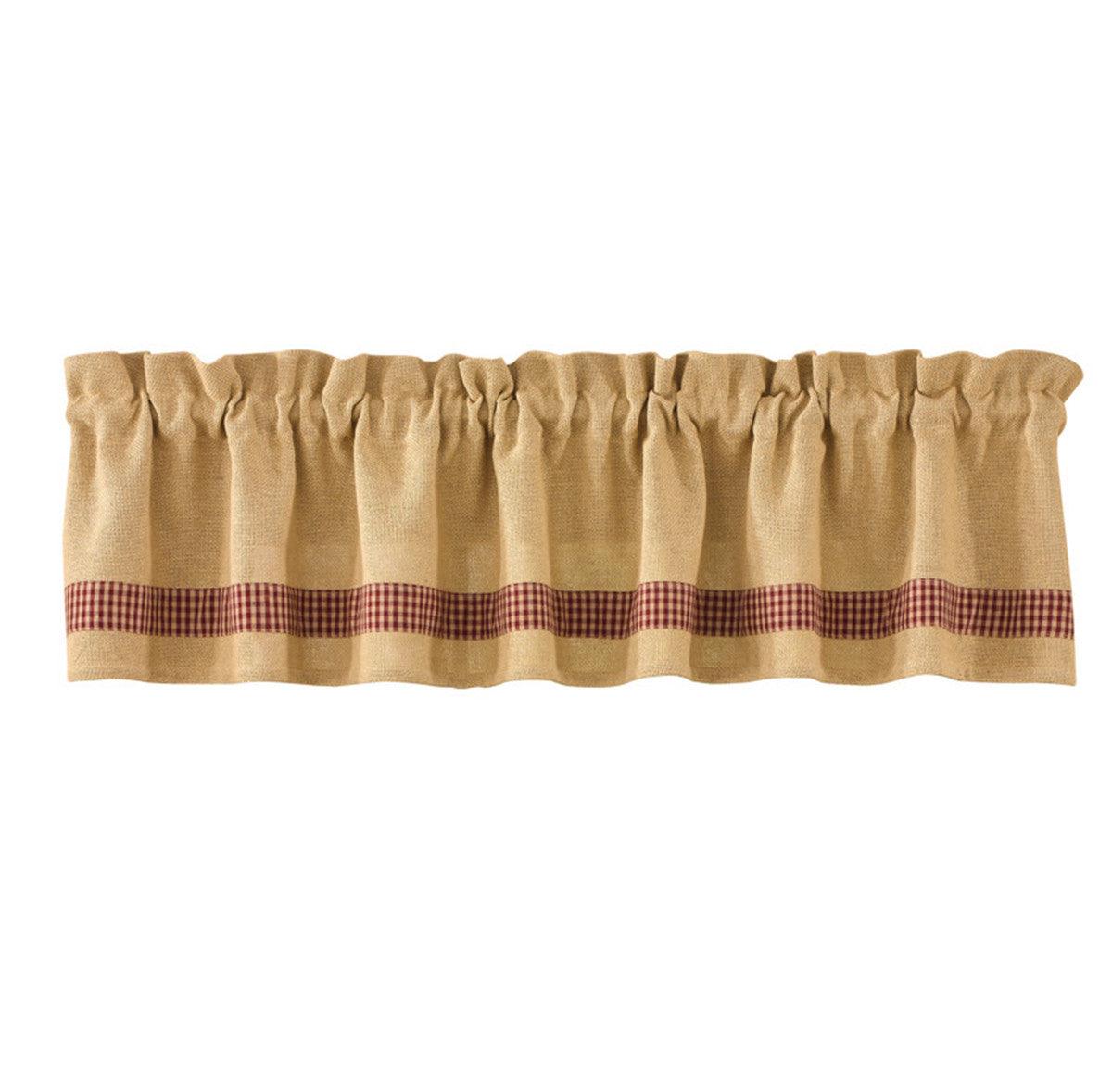 Burlap Check Valance Wine Park Designs - The Fox Decor