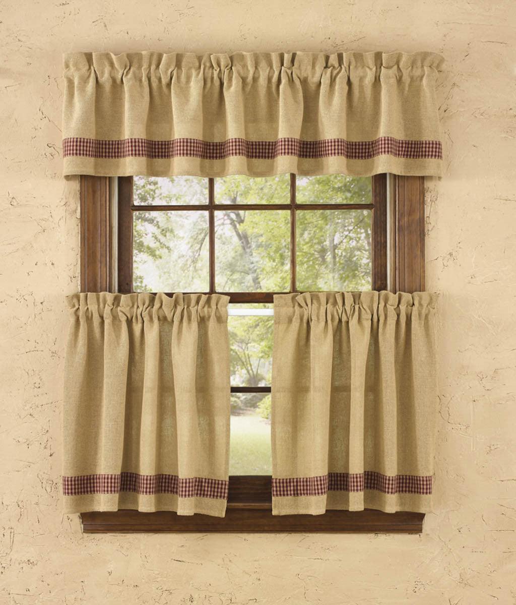 Burlap Check Valance Wine Park Designs - The Fox Decor