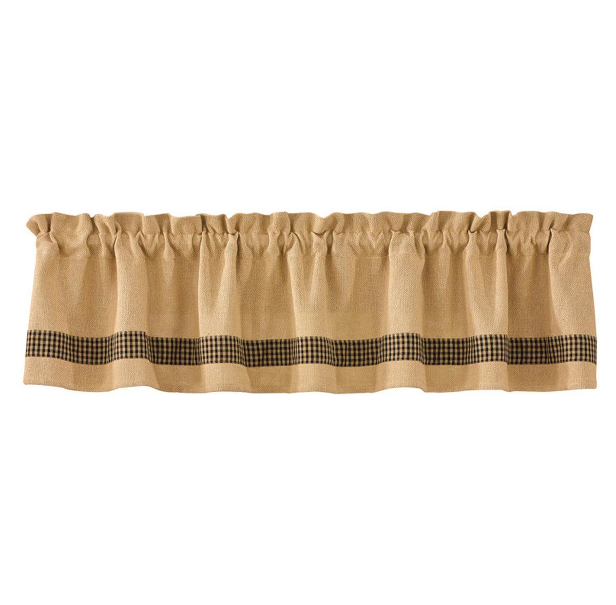 Primitive Burlap & Check Valance - Black Park Designs - The Fox Decor