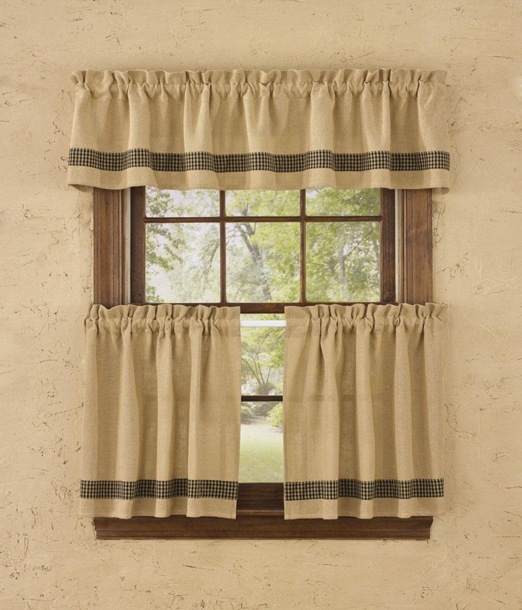 Primitive Burlap & Check Valance - Black Park Designs - The Fox Decor