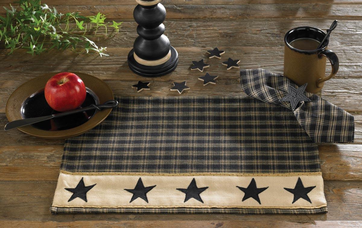 Sturbridge Black Star Placemats - Set Of 6 Park Designs