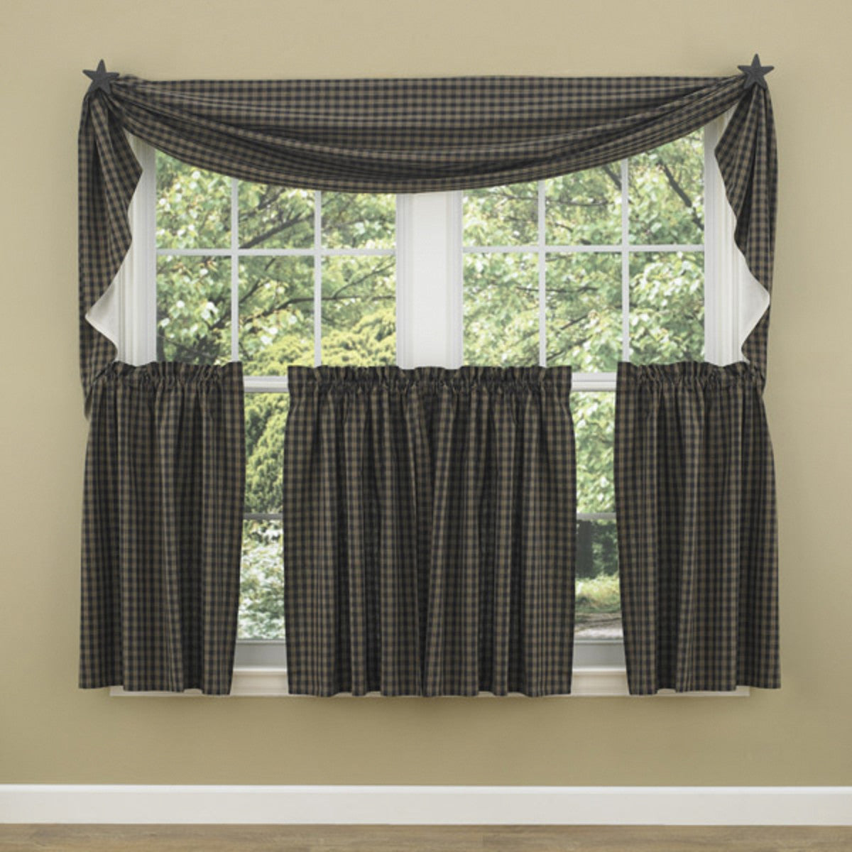 Sturbridge Black Fishtail Swag Curtain 145" W x 25" L - Park Designs - The Fox Decor