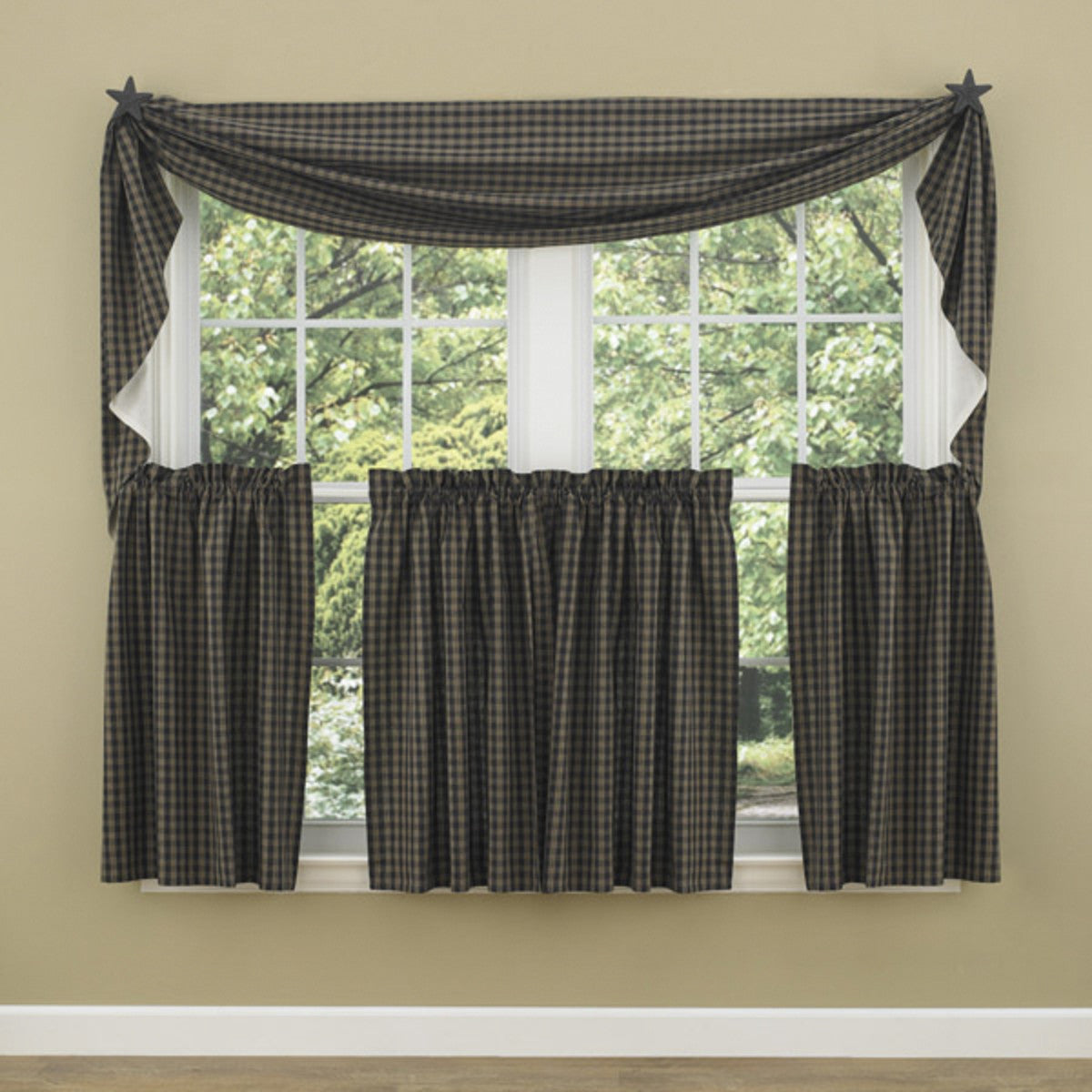 Sturbridge Black Fishtail Swag Curtain 145" W x 25" L - Park Designs
