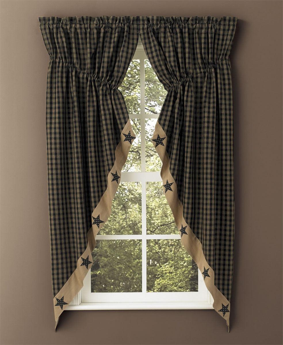Sturbridge Patch Prairie Gathered Curtains - Black Park Designs - The Fox Decor