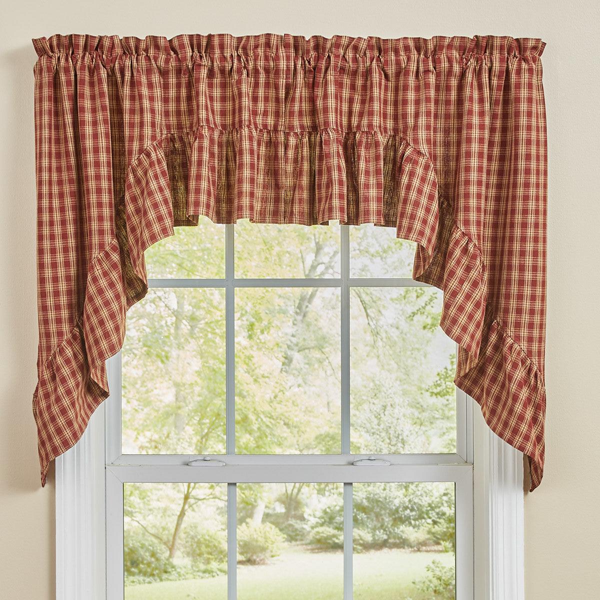 Sturbridge Plaid Ruffle Swags - Wine 72x36 Park Designs - The Fox Decor