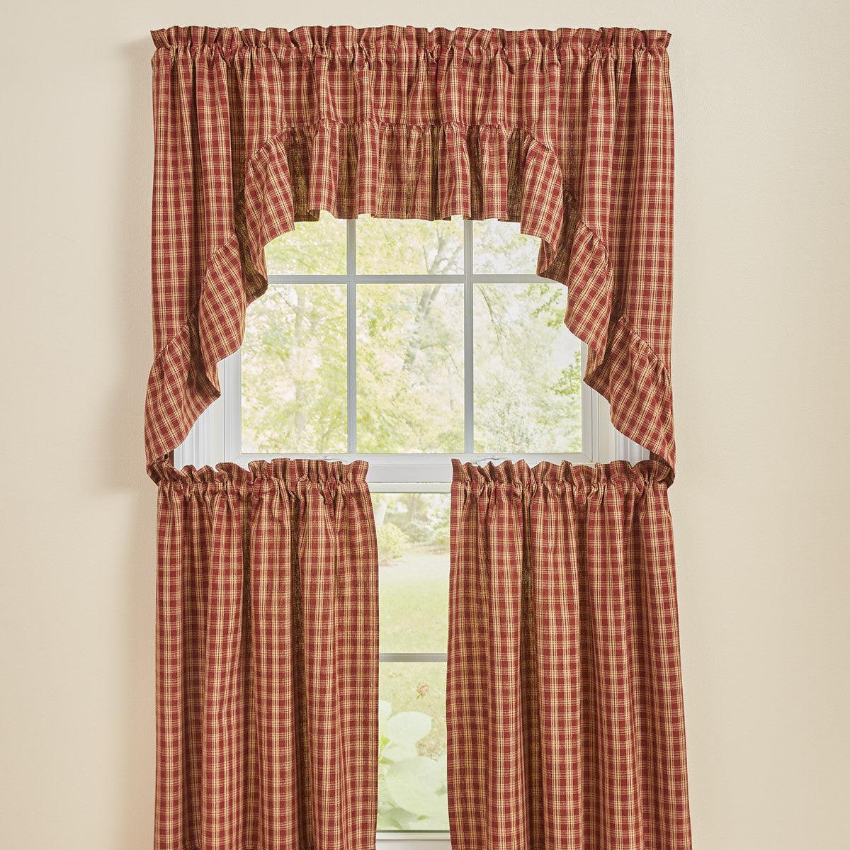 Sturbridge Plaid Ruffle Swags - Wine 72x36 Park Designs