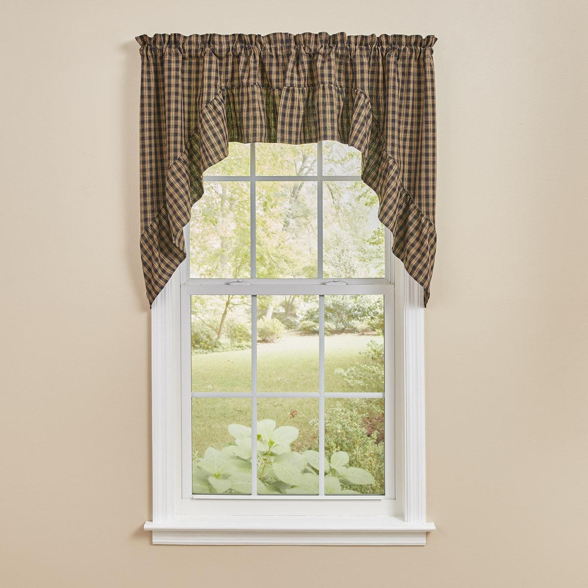 Sturbridge Plaid Ruffle Swags - Black 72x36 Park Designs - The Fox Decor