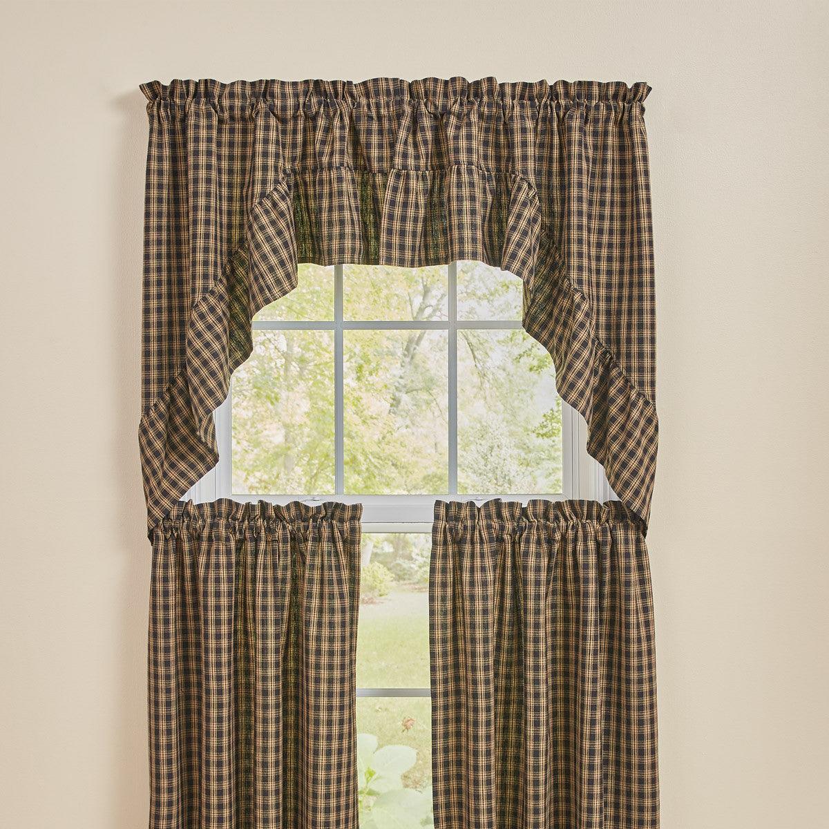Sturbridge Plaid Ruffle Swags - Black 72x36 Park Designs - The Fox Decor