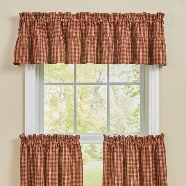 Sturbridge Plaid Ruffle Valance - Wine 72x14 Park Designs - The Fox Decor
