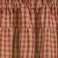 Thumbnail for Sturbridge Plaid Ruffle Valance - Wine 72x14 Park Designs