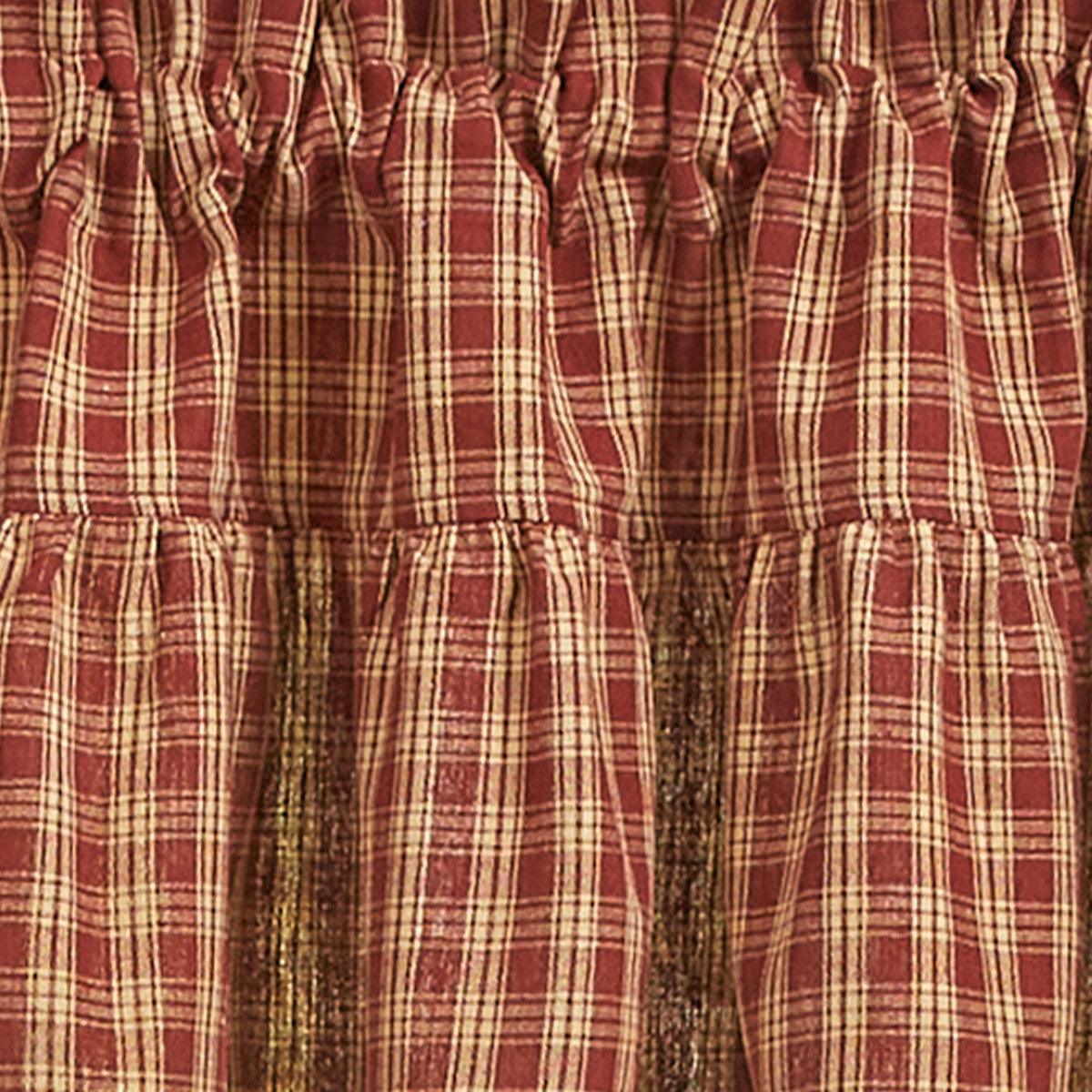 Sturbridge Plaid Ruffle Valance - Wine 72x14 Park Designs - The Fox Decor