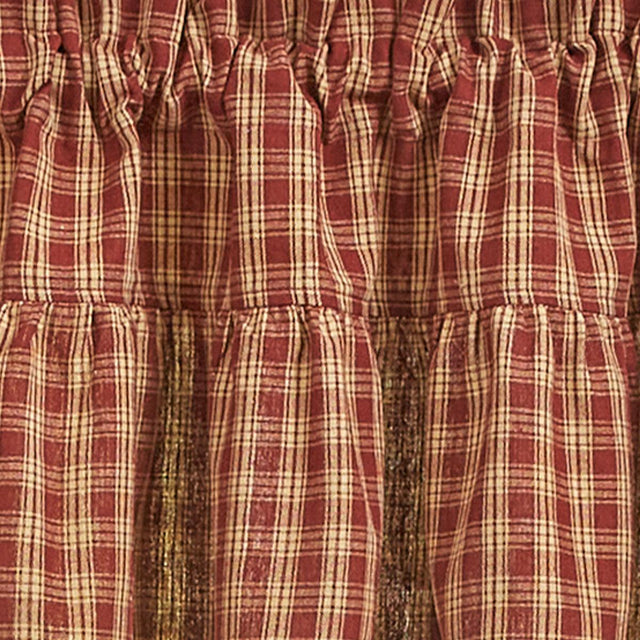 Sturbridge Plaid Ruffle Valance - Wine 72x14 Park Designs - The Fox Decor