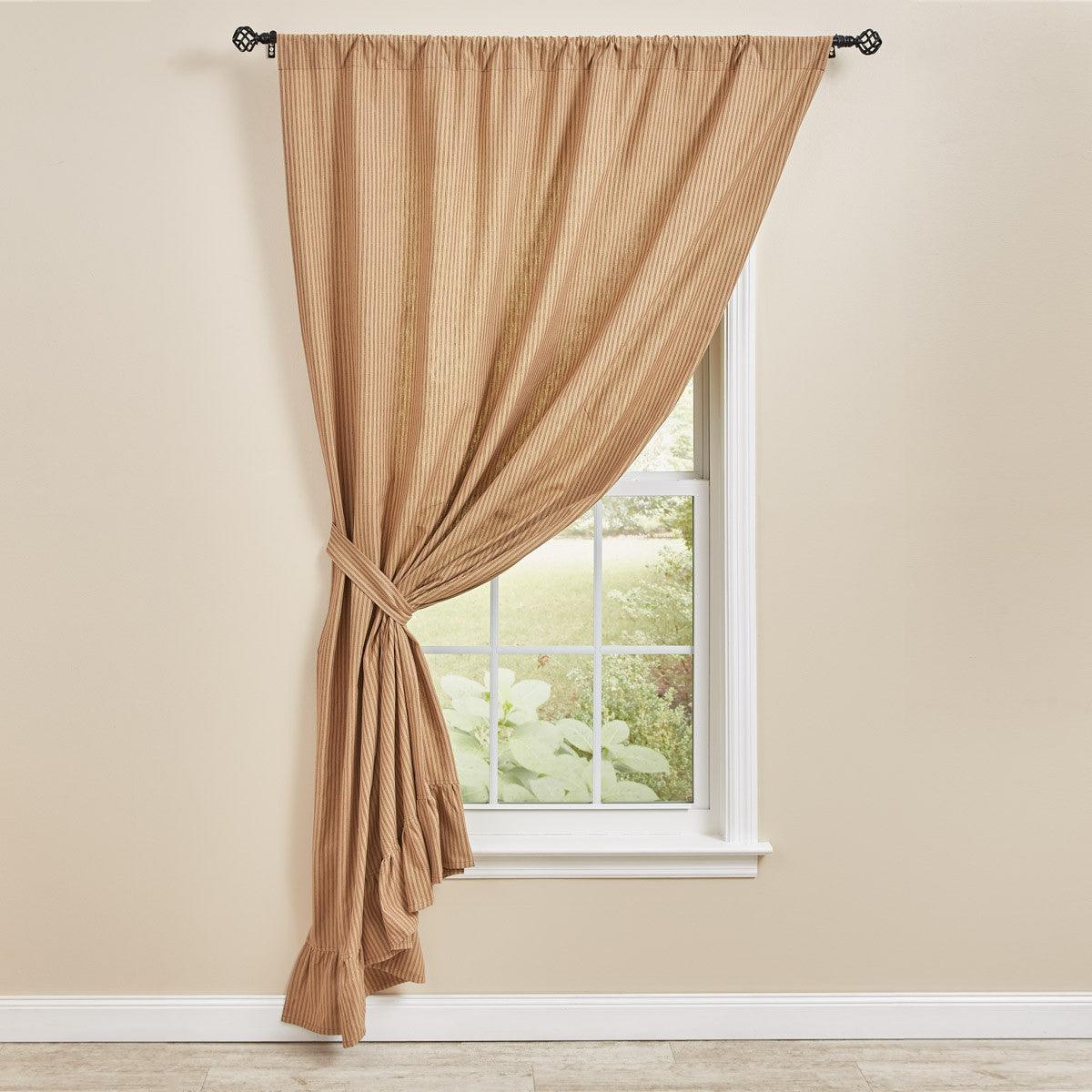 Sturbridge Ticking Ruffle Single Panel - Wine 56x84 Park Designs - The Fox Decor