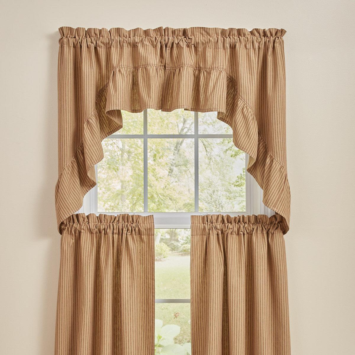Sturbridge Ticking Ruffle Swags - Wine 72x36 Park Designs - The Fox Decor