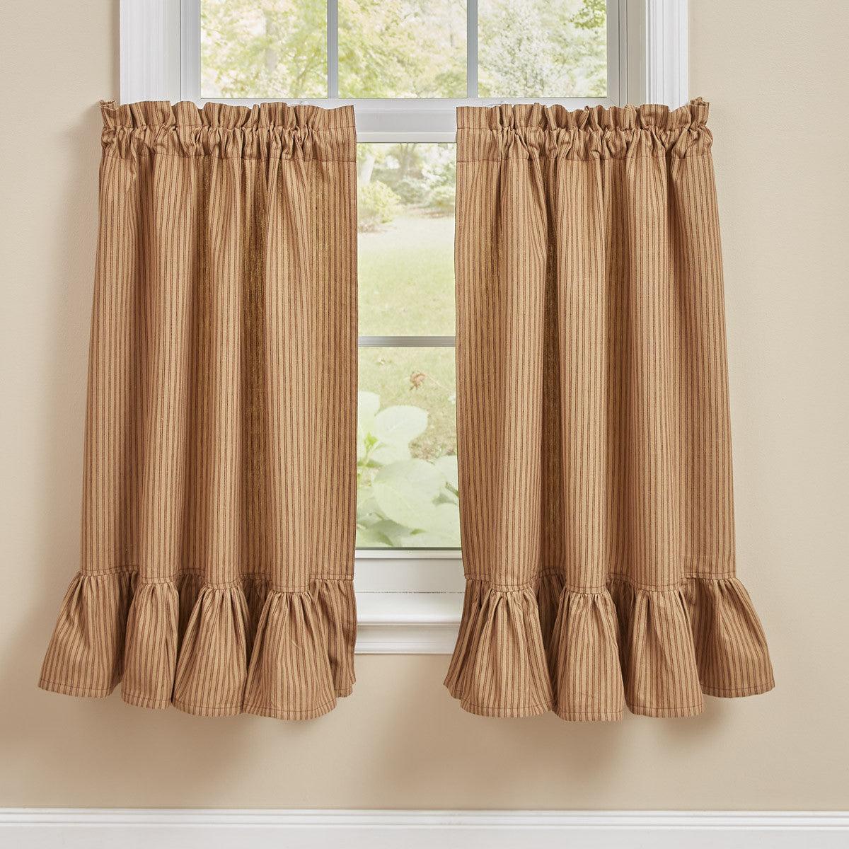 Sturbridge Ticking Ruffle Tiers - Wine 72x36 Park Designs - The Fox Decor