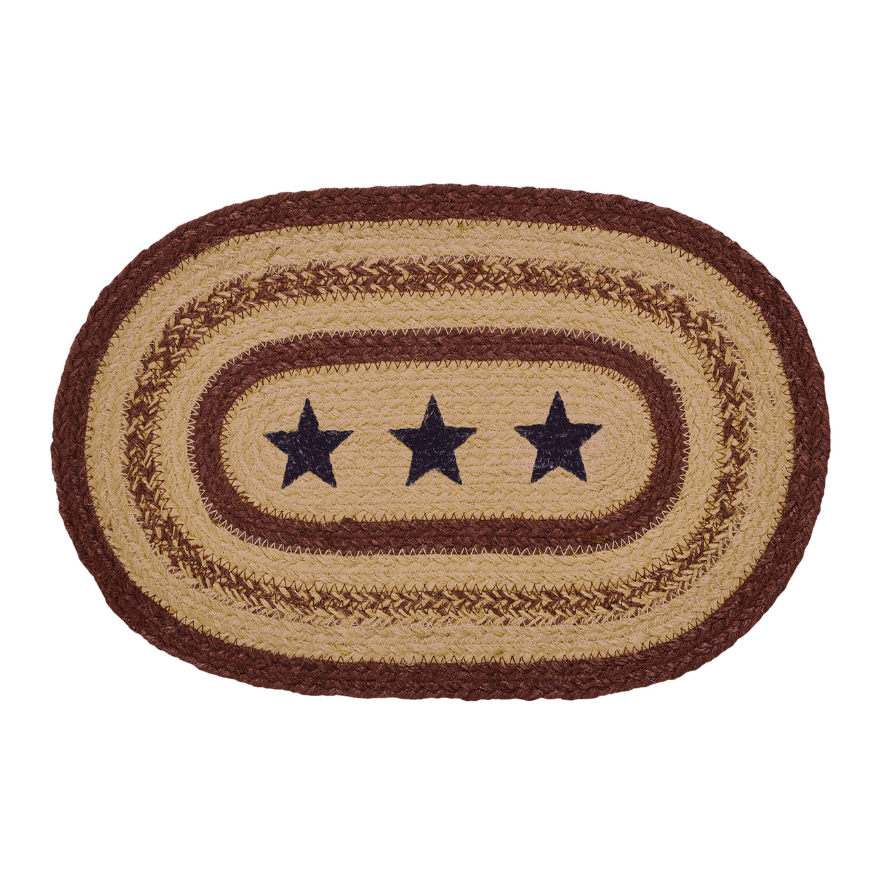 Potomac Jute Braided Placemat Stencil Stars 10"x15" VHC Brands - The Fox Decor