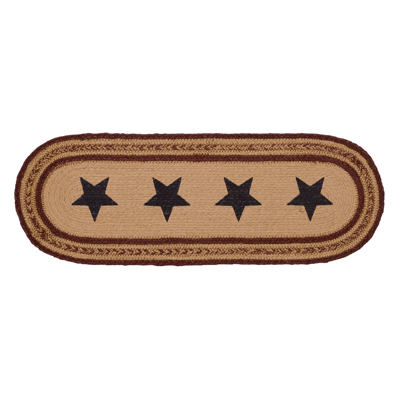 Potomac Jute Braided Table Runner Stencil Stars 8"x24" VHC Brands - The Fox Decor